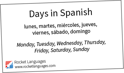 days of the week in spanish